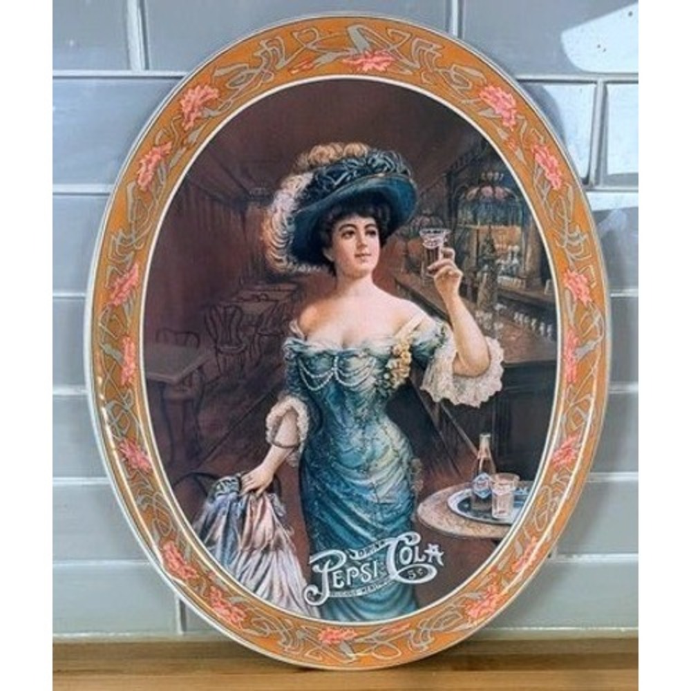 Vintage Pepsi-Cola Metal Serving Tray Gibson Girl Art Nouveau Soda Advertising